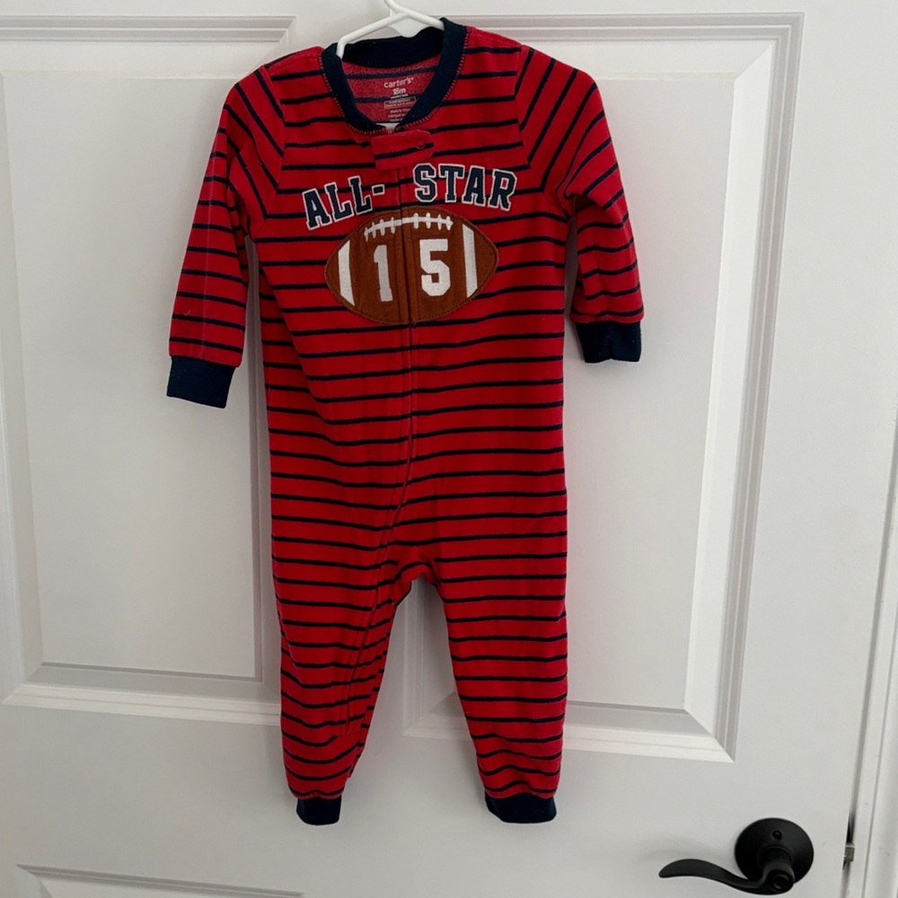 Carter's Red and Navy Striped All-Star Footie